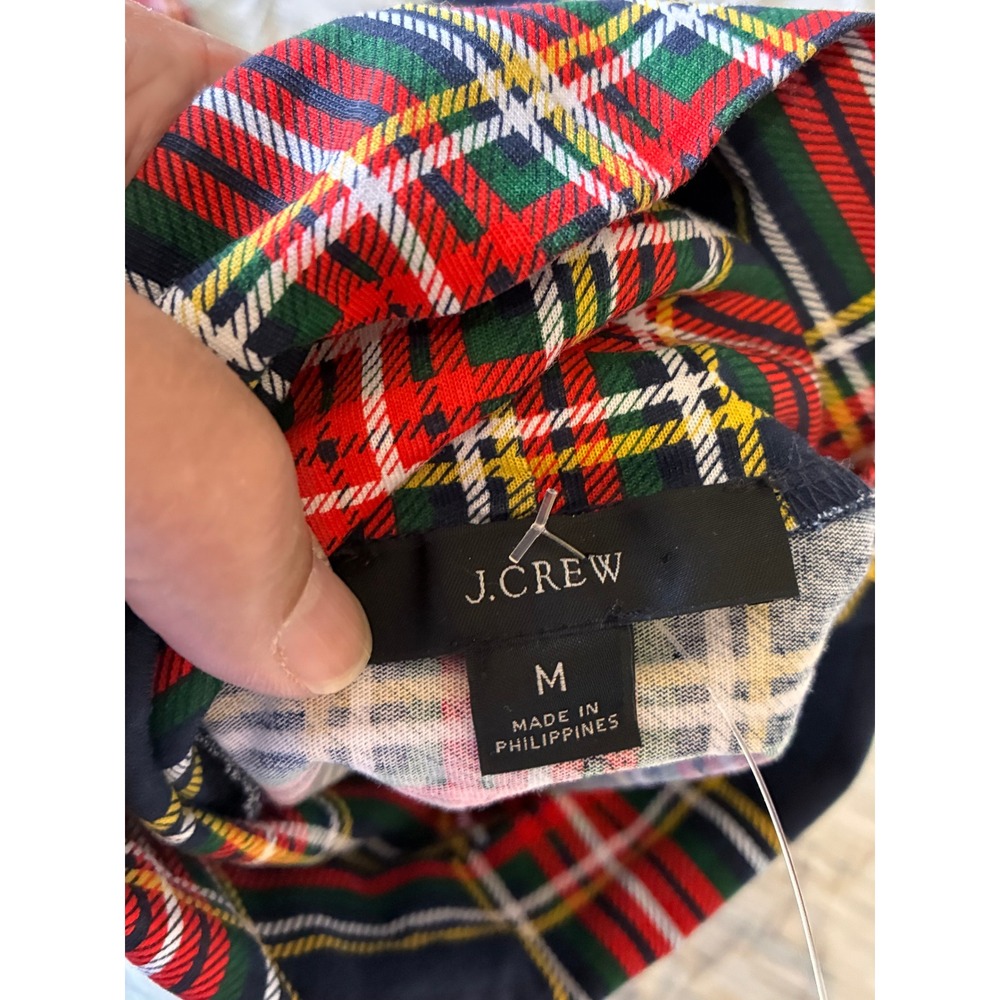 J.Crew Re-Imagined Womens Med Navy Red Tartan Plaid Cotton Turtleneck AT787 - Picture 3 of 12